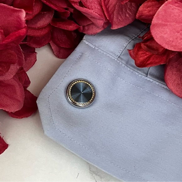 Elegant Royal Blue Gold Outlined Round Cufflinks Tuxedo Studs Formal 8 Pcs Set - Picture 13 of 16